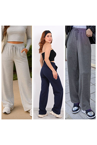 GOLSREY 3-Piece Women's Comfortable Fit Sweatpants (Regenerated Fabric)