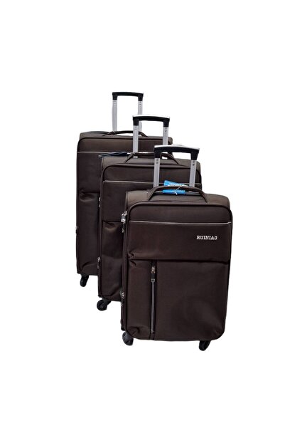 decotoys Valize textil maro 3/set