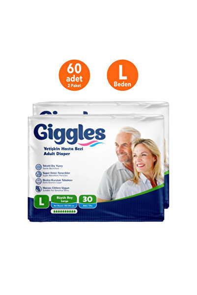 giggles Yetişkin Bel Bağlamalı Hasta Bezi Large (L) - 30'lu paket x 2 Paket (...