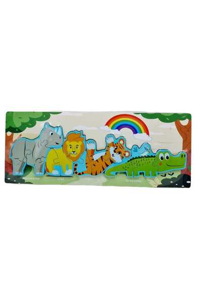 decotoys Ξύλινο παζλ με άγρια ζώα