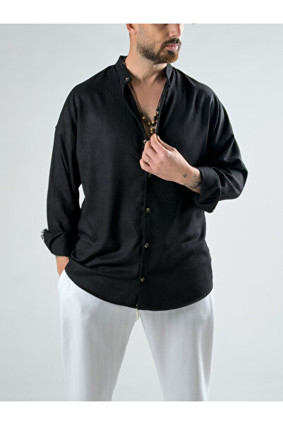 COCOPELLI Patterned Black Men's Shirt Coc2984