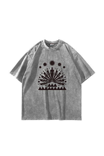 Sekizbiraltı Spirit cu imprimeu supradimensionat Tricou alb lavabil unisex