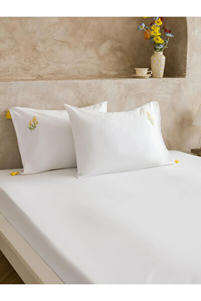 LC Waikiki White Embroidered Cotton Pieces Pillowcase 2-Piece Set 50X70 cm