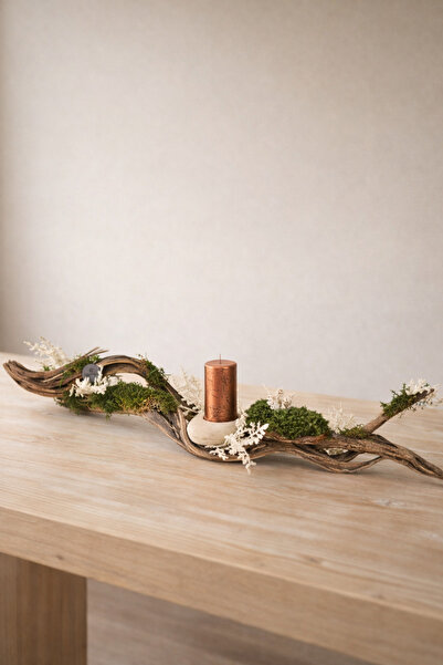 Decoroon Eucalyptus Aura Doğal Ağaç Gövdeli Masa Dekoru – Yosunlu Mumlu Uzun ...