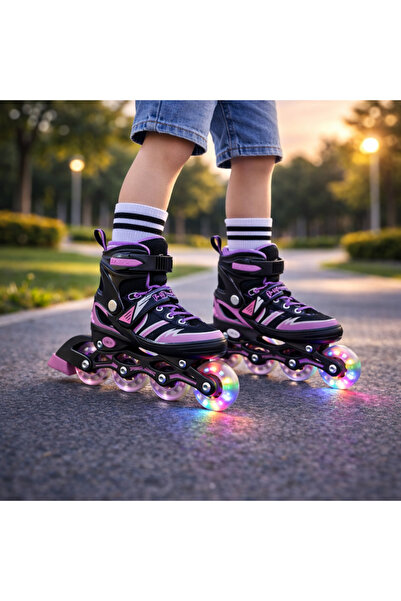 NUNU Işıklı Paten 4 Teker Ayarlanabilir Inline Paten – LED Tekerlekli, Frenli...