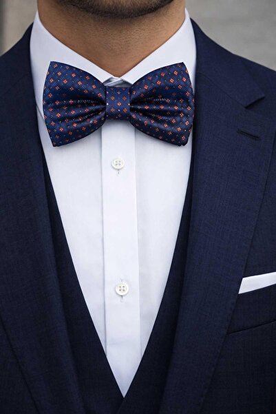 Kravatkolik Navy Blue Small Pattern Bow Tie P2003