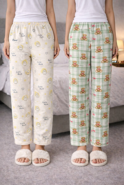 MODABOX 100% Cotton Double Set of 2 Women's Pajama Bottoms