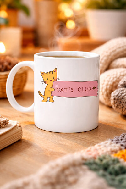 CT STONES Cat’S Club pisică cu model Cană de porțelan Model 68 – Drăguță, por...