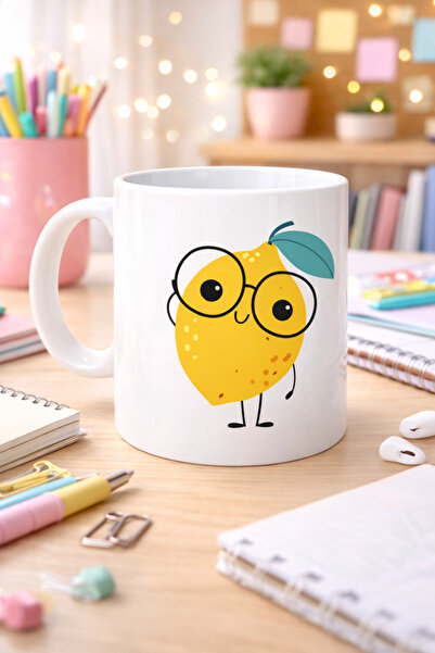 CT STONES Чаша от порцелан с очарователен дизайн с лимон, модел 121 – Чаша за...