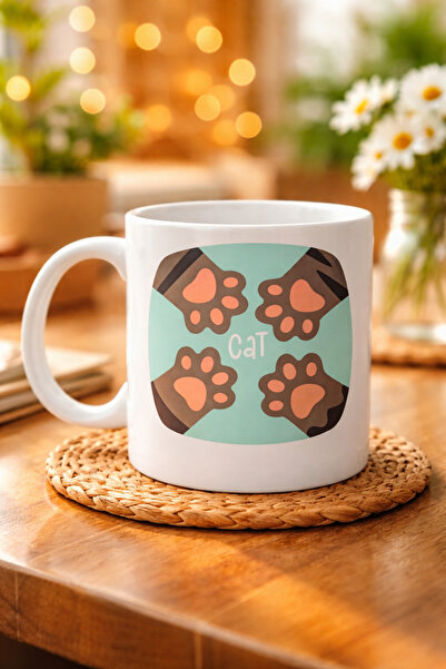 CT STONES pisică Cană de porțelan cu design drăguț cu labe, model 71 – Cană c...