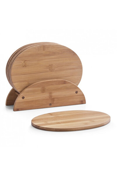 zeller Set of 6 cutting boards with stand Zeller, bamboo, 24x8x19 cm, brown