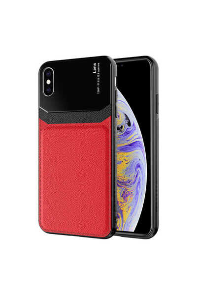 Ceponya Case for iPhone X / XS Leather-Look Design Hard Back Cover