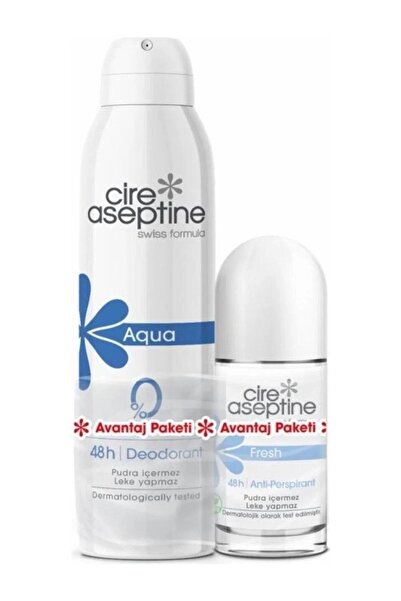ROYAM Cire Aseptinen Aqua Kadın Deodorant 150 ml+Fresh Rollon 60 ml