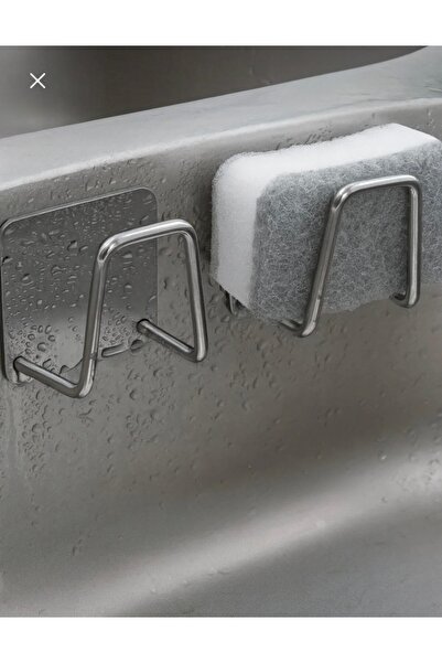 MİMOZA PARK Stainless Steel Dish Sponge Holder Adhesive Hanger Reversible Adh...