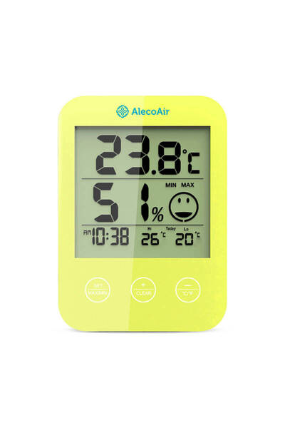 AlecoAir Termohigrometru M04 YELLOW, Display digital, Diagrama de confort, Sc...