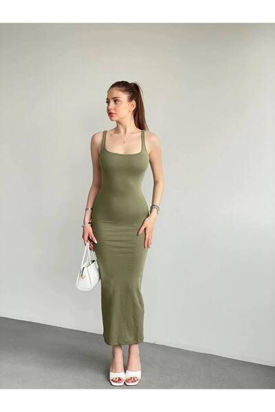 ARK MAĞAZALARI Φόρεμα μάξι με τετράγωνο λαιμόκοψη και ανοιχτή πλάτη