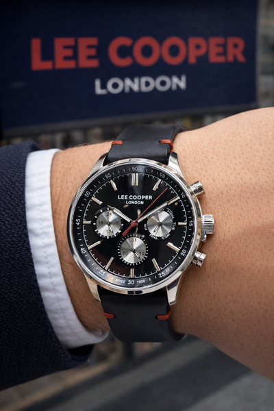 Lee Cooper Leather Men's Wristwatch All Functions Work Actively 3 Atm Waterpr...