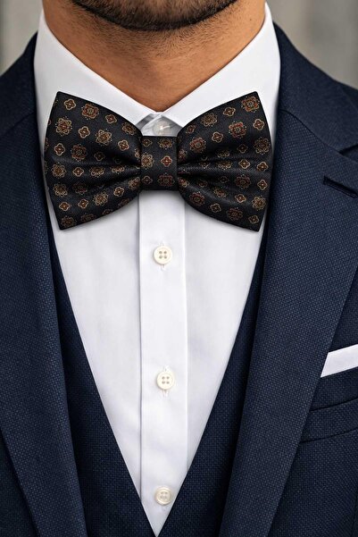Kravatkolik Black Motif Pattern Bow Tie P2028