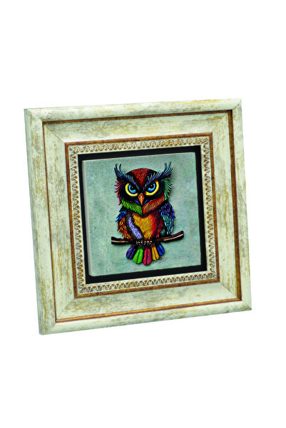 Sadrazam Owl Printed Natural Stone Painting 20X20Krg-162