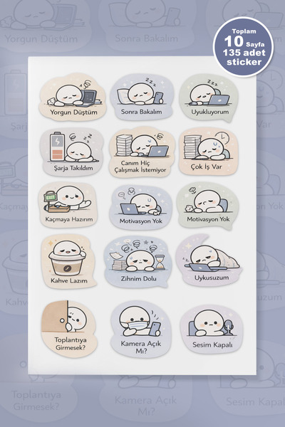 To Design Lab Günlük Mood Temalı 2 Farklı Sticker Set 10 Sayfa/135 Adet Stick...