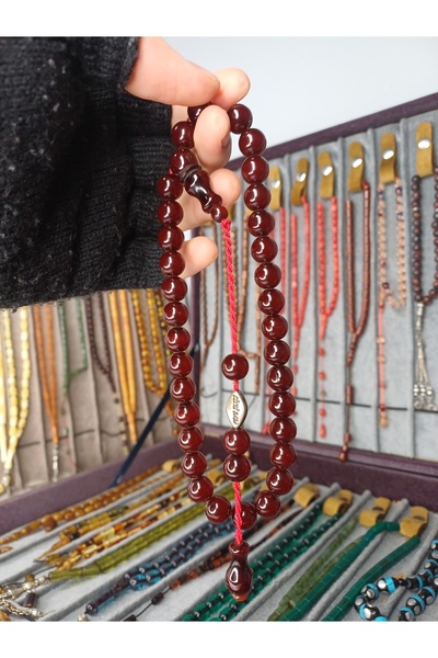 SEVER DOĞAL TAŞ Şükrü Baba Usta İşçilik & İmzalı Sistemli Sıkma Kehribar Tesbih