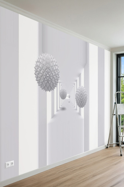 MİRAZAWALL Derinlik Algılı Koridor ve Geometrik Küre Desenli Tek Parça Teksti...