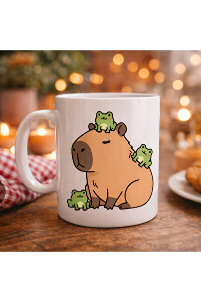 CT STONES Cana drăguță din porțelan Capybara și Broasca cu model Model 98 – D...