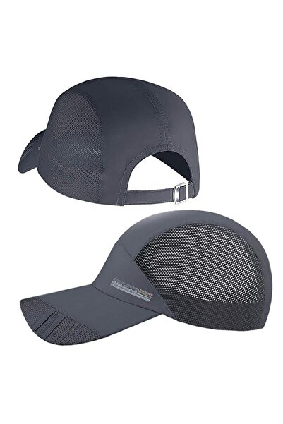 valkyrie Erkek Spor Şapka Fileli Nefes Alabilen Ayarlanabilir Yazlık Koşu Outdoor Şapka Antrasit