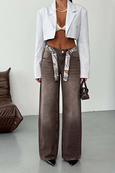 Joana Erika Women's Oversize Brown Cotton Jeans