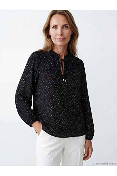 LC Waikiki بلوزة منقطة بياقة روبا مربوطة من UZG STORE