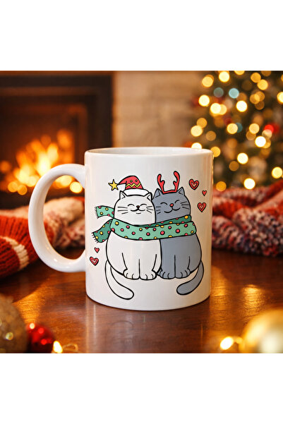 CT STONES Cana drăguță din porțelan cu tematică de Anul Nou, cu pisică figuri...