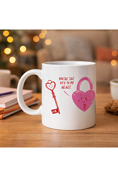 CT STONES Modelul 27 – Cană de porțelan cu designul „Tu ești cheia inimii mel...