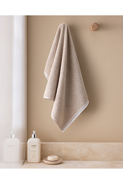 Madame Coco Camille 100% Cotton Crochet Face Towel - Beige/White - 50X70 cm