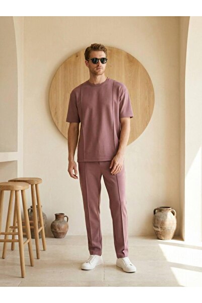 Mİ TİA ATELİER Modal Regular T-Shirt & Regular Fit Sweatpants Set