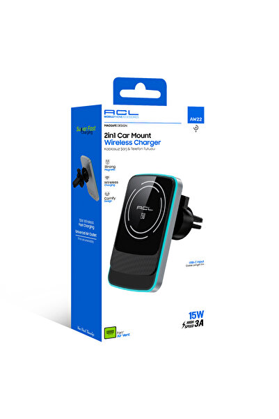 ACL AW22 15W MagSafe Kablosuz Araç İçi Şarj Cihazı ve Telefon Tutucu – Sarsıl...