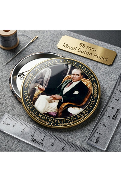 Mugs and love Mustafa kemal atatürk BÜYÜK BOY kaliteli baskı iğneli rozet