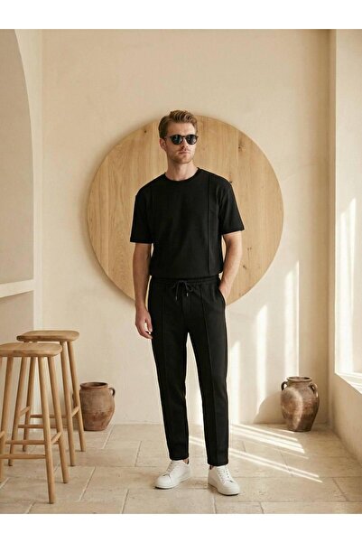 Mİ TİA ATELİER Modal Regular T-Shirt & Regular Fit Sweatpants Set