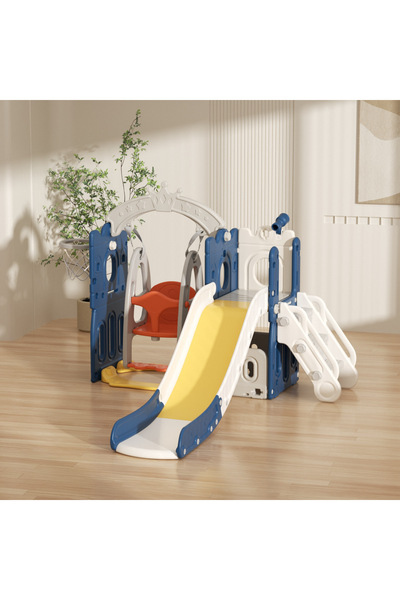 EGG 6 in 1 Kids Slide, Toddler Playground with Basketball Hoop, Storage