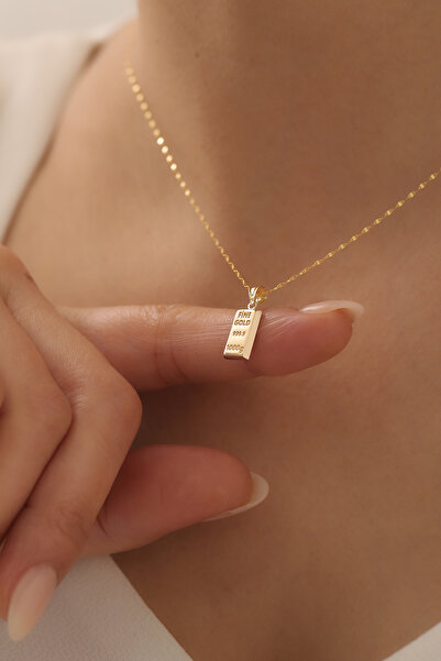 Kado Kuyumculuk 14 Ayar Altın Aynalı Zincir Külçe Kolye