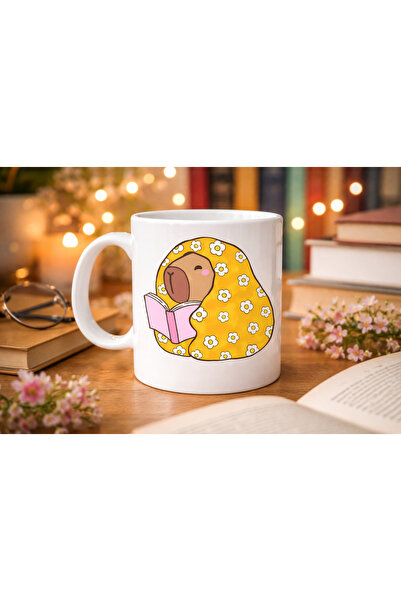 CT STONES Cana de porțelan Capibara cu model pentru citit cărți, model 102 – ...