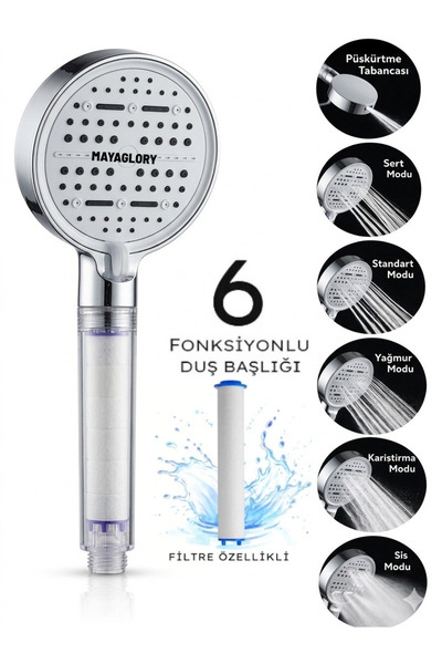 Mayaglory Yeni Nesil 6 Fonksiyonlu Filtreli Fonksiyonel Su Tasarruflu Basınçl...