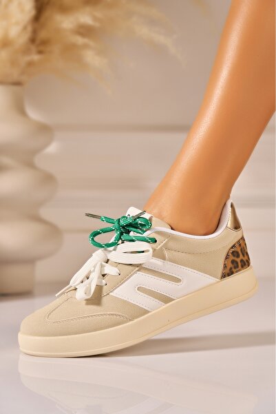 Joana Women's Beige Faux Suede Sneakers Araia