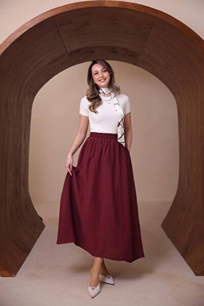 Balenbi Γυναικεία Βασική Φούστα με Ελαστική Μέση Μοντάλ Υφαντό 1204