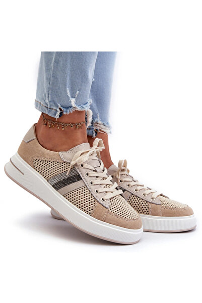 S.BARSKI Sneakerși din piele pentru femei D&A LR110 bej 36