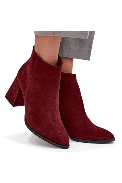 Zazoo Ghete cu toc pentru femei cu detalii aurii, culoare ciocolată 3128 40