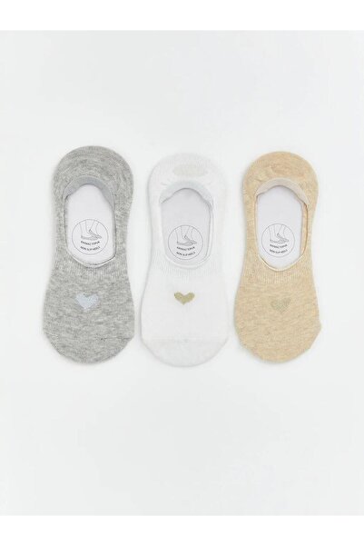 LC Waikiki Дамски балерински чорапи с щампа на сърца, комплект от 3 чифта (S6)