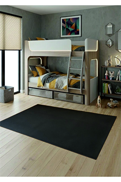 Adalux Antrasit Yıkanabilir Kaymaz Tabanlı Ultra Yumuşak Peluş Modern Düz Renk Çocuk Odası Halısı