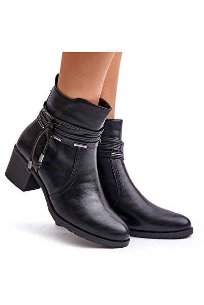 BOTO Ghete cu toc pentru femei, izolate, negre, Lobina 39