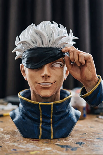 GM3dConcept Satoru Gojo, Jujutsu Kaisen Büst Figürü, El Yapımı Özel Çalışma S...