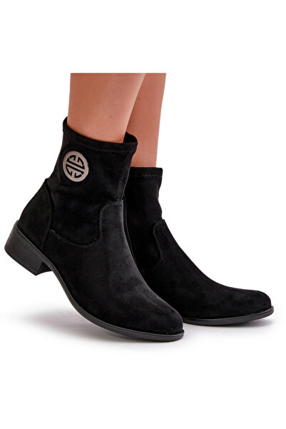 BOTO Ghete de damă cu toc plat și fermoar bej Loratie 39